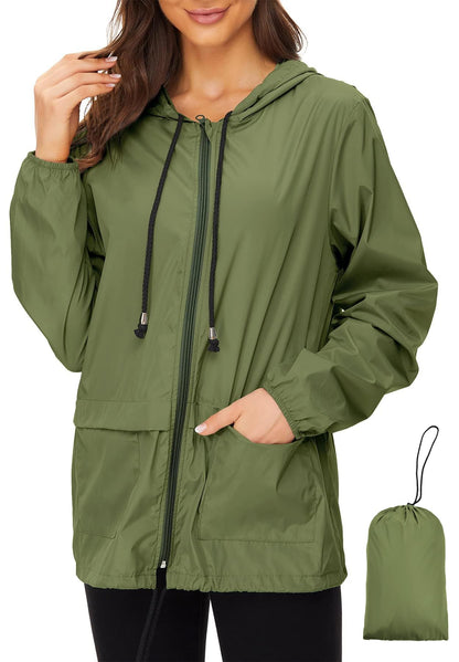 Zando Lightweight Rain Jacket Women Packable Waterproof Raincoat with Hood