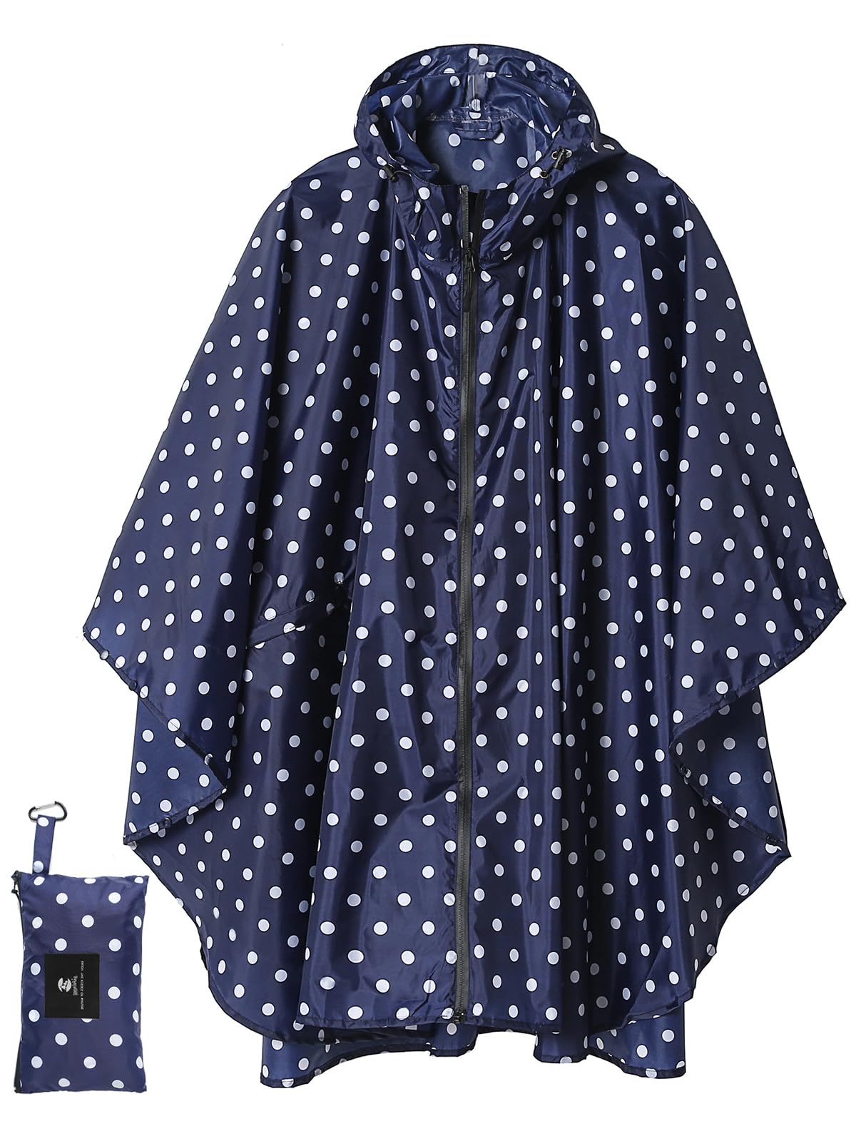 SaphiRose Adult Rain Poncho Waterproof Hooded Zipper Raincoat with Pockets