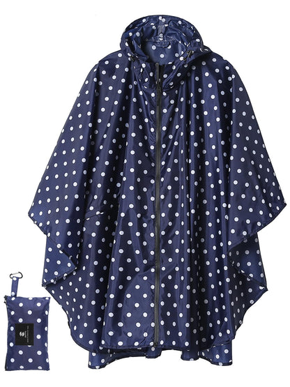 SaphiRose Adult Rain Poncho Waterproof Hooded Zipper Raincoat with Pockets