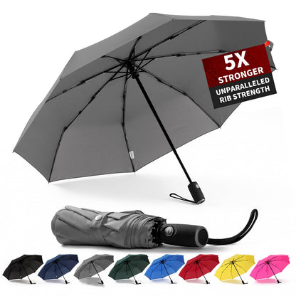 Anntrue Windproof Travel Umbrella, Auto Open Close Lightweight Compact Portable Backpack Folding Umbrella, Perfect for Car, Purse, Men and Women (Black)