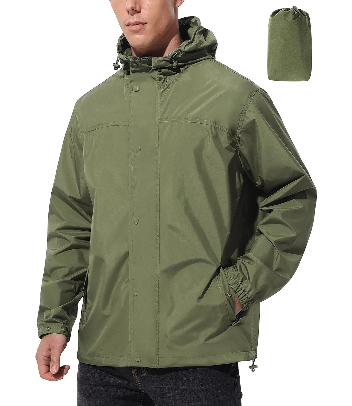 UIQUR Mens Lightweight Packable Waterproof Rain Jacket Windbreaker