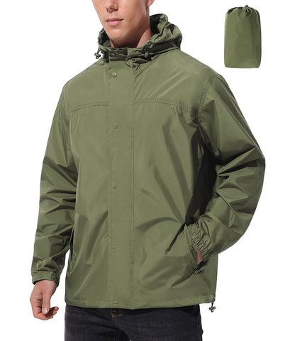 UIQUR Mens Lightweight Packable Waterproof Rain Jacket Windbreaker