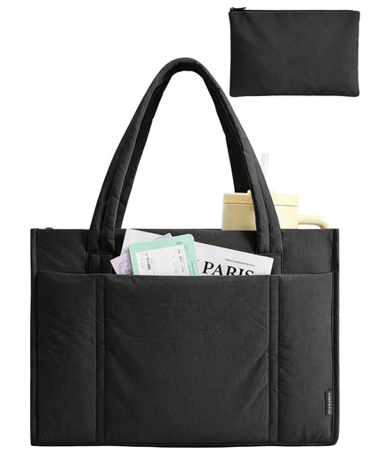BAGSMART Puffer Tote Bag for Women, 21L/26L Work Tote Shoulder Handbag