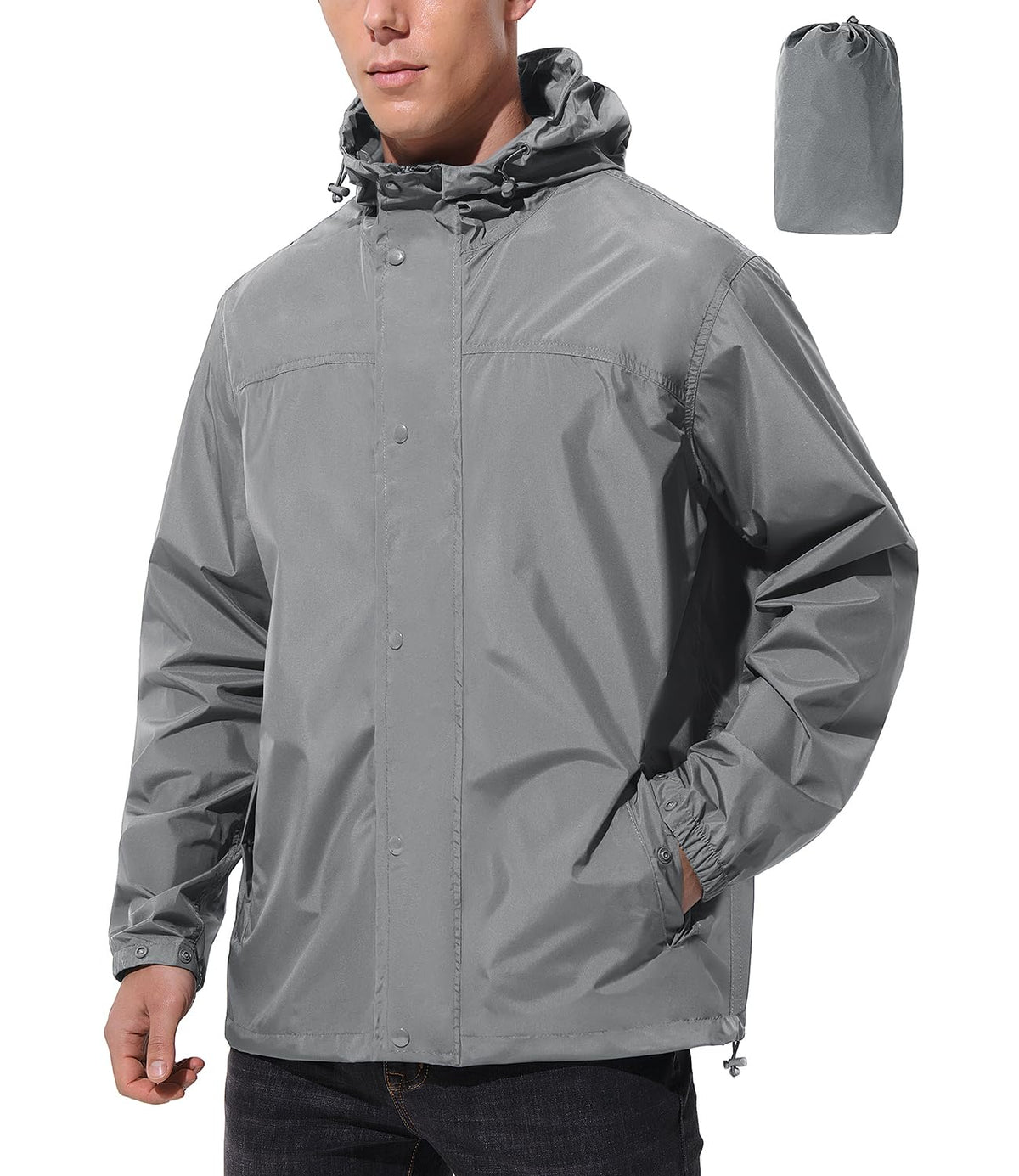 UIQUR Mens Lightweight Packable Waterproof Rain Jacket Windbreaker