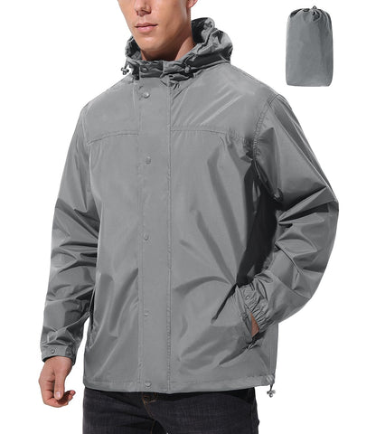 UIQUR Mens Lightweight Packable Waterproof Rain Jacket Windbreaker
