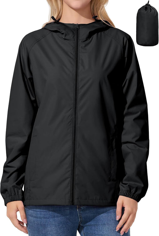 UIQUR Womens Raincoat Waterproof Lightweight Packable Rain Jacket