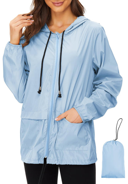 Zando Lightweight Rain Jacket Women Packable Waterproof Raincoat with Hood
