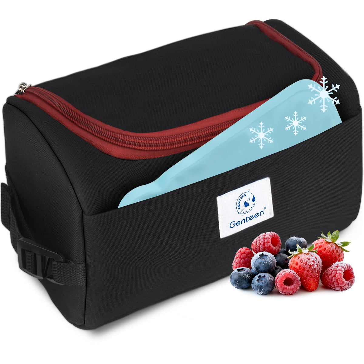 Genteen Small Cooler Bag with Ice Packs, Insulated Leakproof Reusable Lunch & Snack Tote, BPA free Thermal Cooler Bag for School, Travel, Work and Daily Use,Blue
