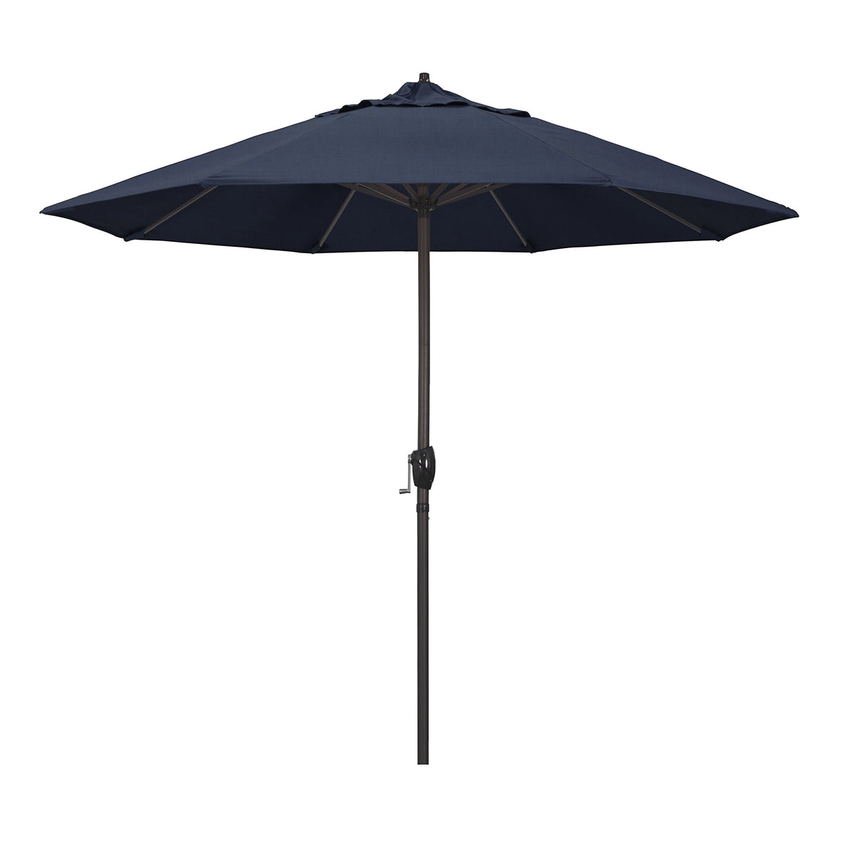 California Umbrella 9' Rd Sunbrella Aluminum Patio Umbrella, Crank Lift, Auto Tilt, Bronze Pole, Pacific Blue