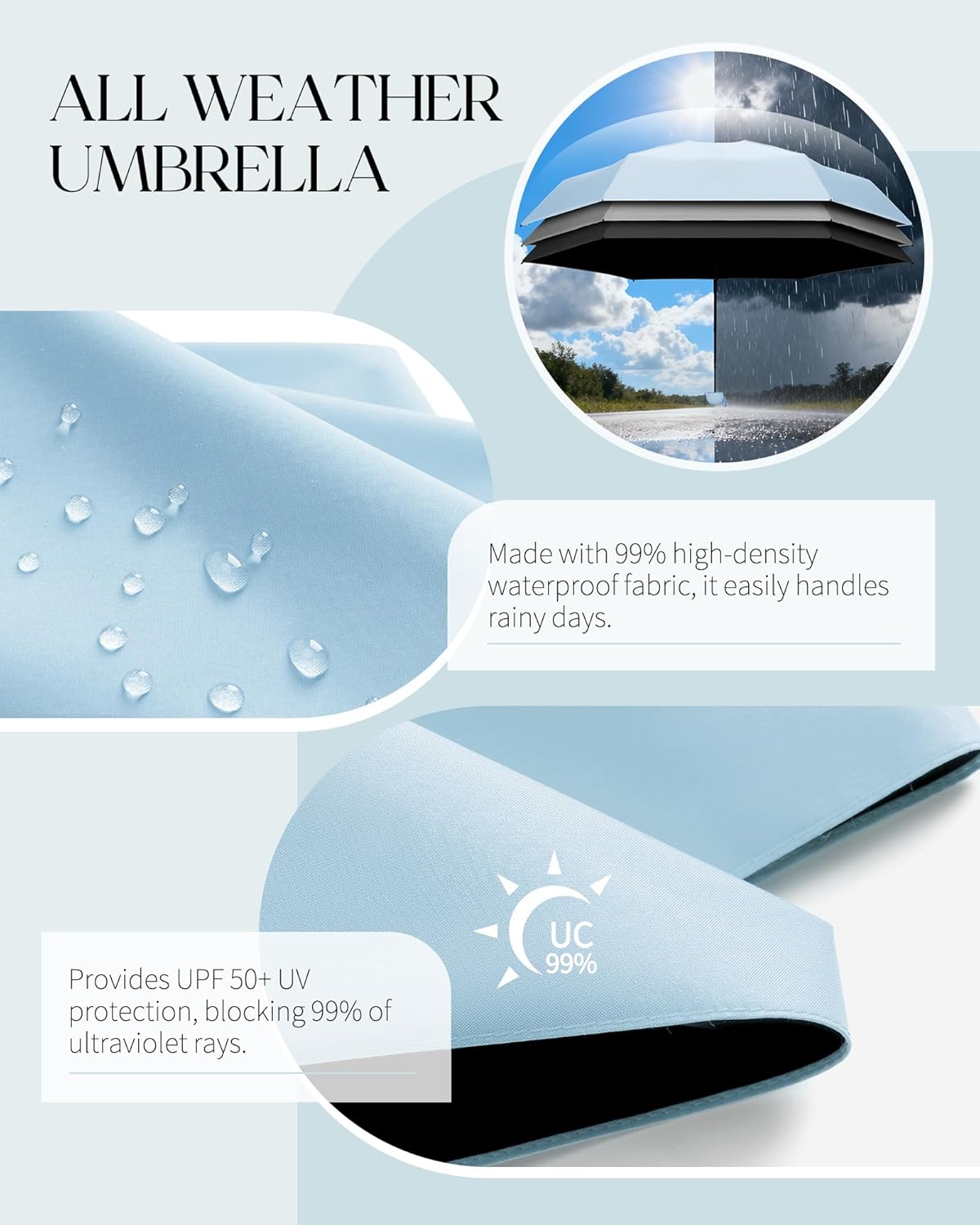Seniny Mini Travel Umbrella with Case, Compact Pocket Size UV Sun & Rain