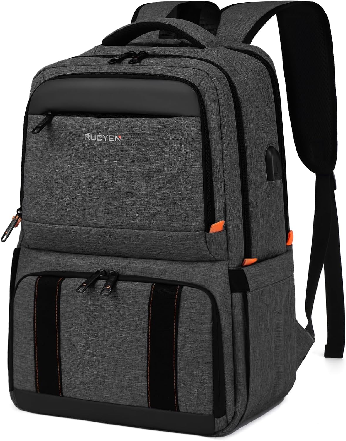RUCYEN Lunch Backpack, Insulated Cooler Backpack Lunch Box for Men Women, 15.6 Inches RFID Blocking Laptop Backpack with USB Port Lunch Bag for Work Travel Black