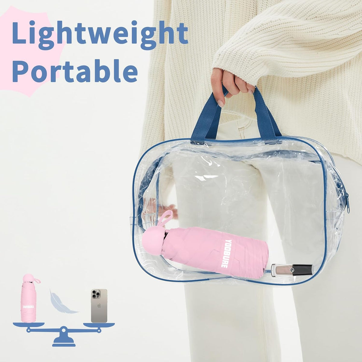 Yoobure Travel Umbrella Portable Compact Umbrellas, Pocket Mini for Purse, Umbrellas for UV Sun & Rain Small for Backpack, Umbrella with Case Folding for Kids Women