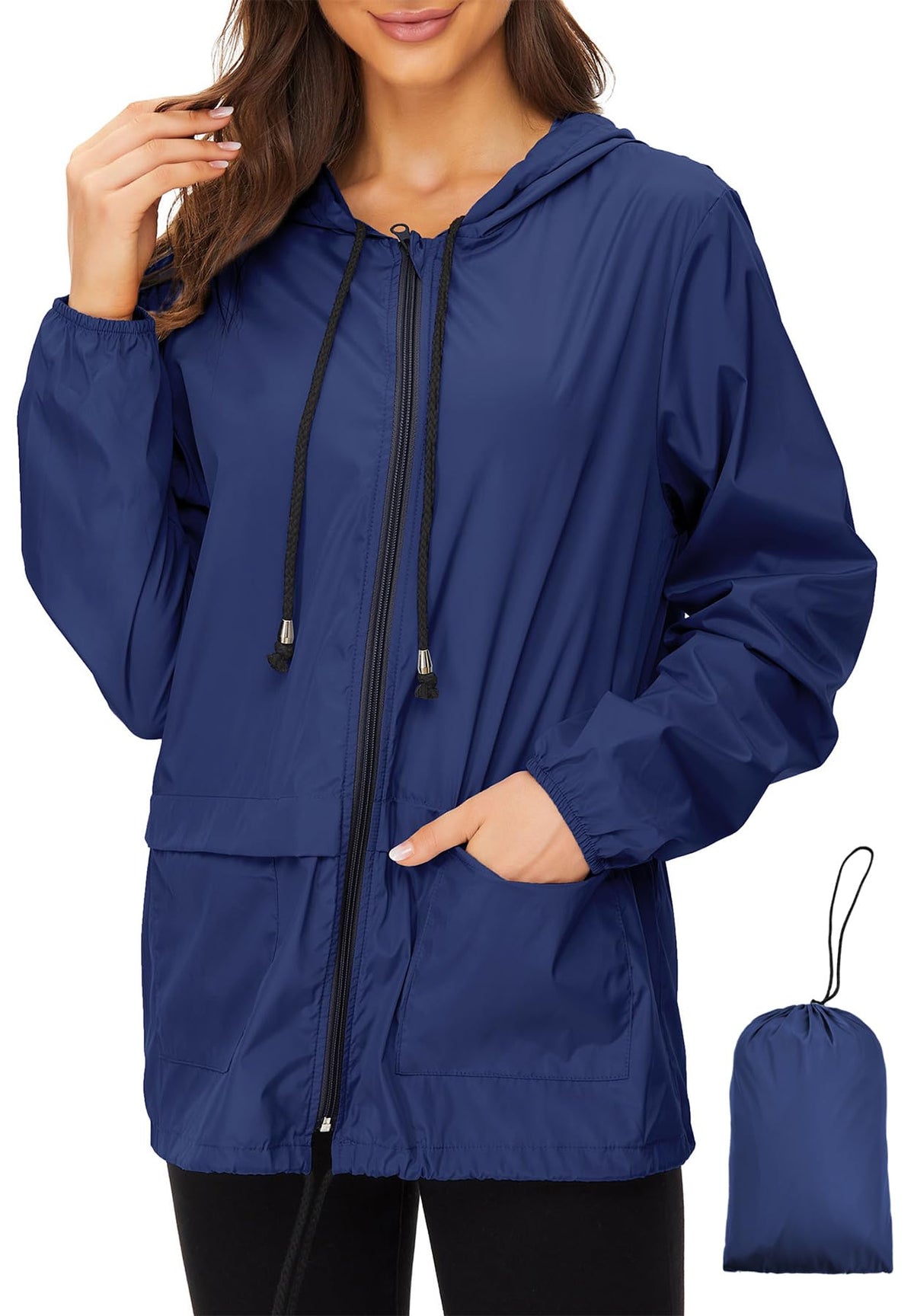 Zando Lightweight Rain Jacket Women Packable Waterproof Raincoat with Hood