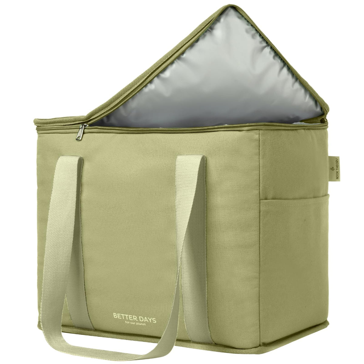 Nook Theory Reusable Insulated Grocery Bag - Leak Proof, X Large Cooler Bag