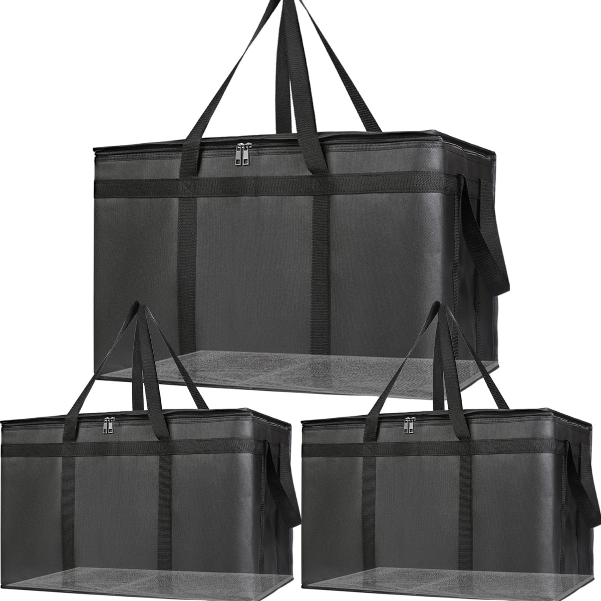 Bodaon 3 Pack Insulated Food Delivery Bags, XXXL Catering Cooler Bag Black