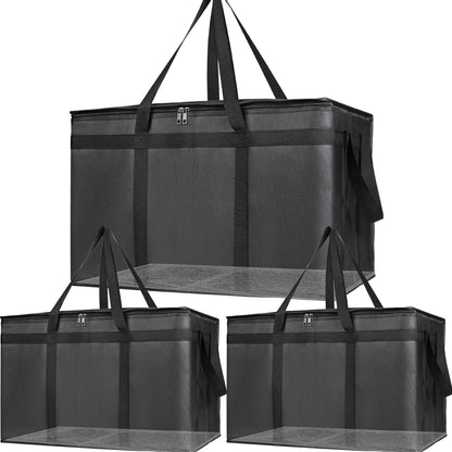 Bodaon 3 Pack Insulated Food Delivery Bags, XXXL Catering Cooler Bag Black