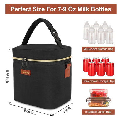 Mancro Breastmilk Cooler Bag with Ice Pack Fits 6 Baby Bottle Up to 9 Ounce