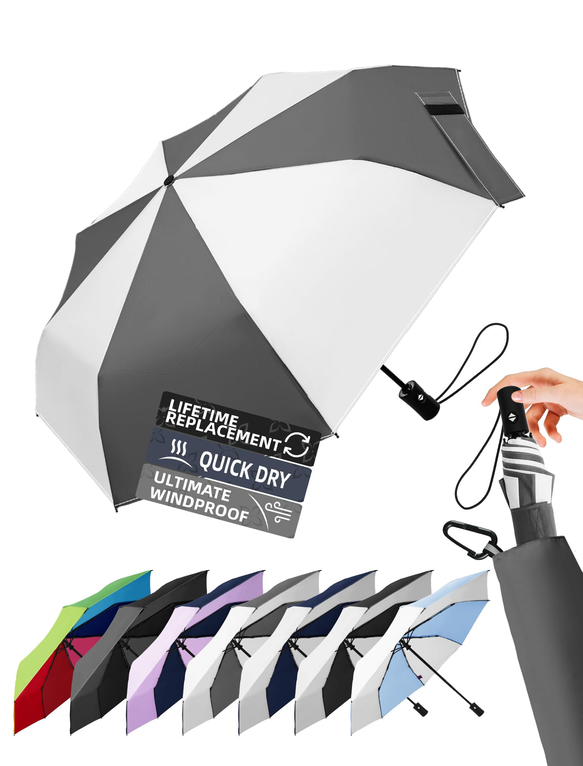 Travel Windproof Umbrella for rain Compact Small Travel size QuickDry