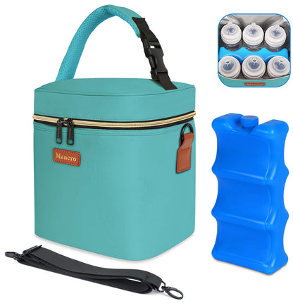 Mancro Breastmilk Cooler Bag with Ice Pack Fits 6 Baby Bottle Up to 9 Ounce