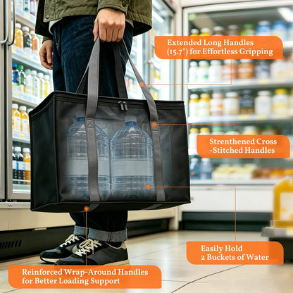 3-Pack XL-Large Insulated Grocery Bags, Soft Cooler Bag with Zipper