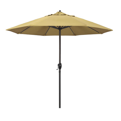 California Umbrella 9' Rd Sunbrella Aluminum Patio Umbrella, Crank Lift, Auto Tilt, Bronze Pole, Pacific Blue