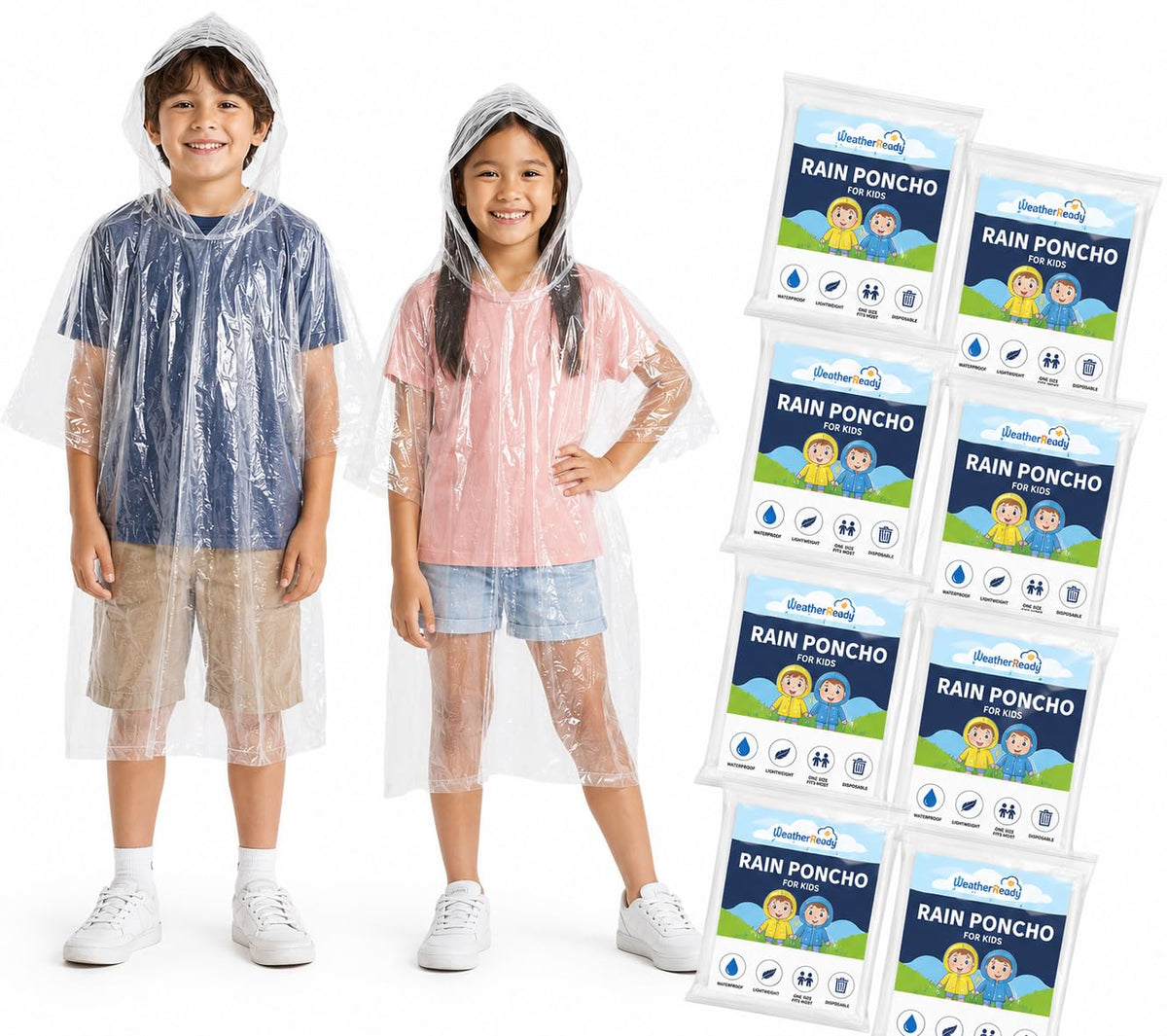 Juvale Raincoat Plastic Disposable Rain Ponchos with Hood - Bulk Emergency Rain Cover