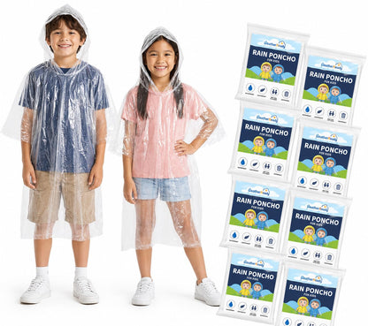 Juvale Raincoat Plastic Disposable Rain Ponchos with Hood - Bulk Emergency Rain Cover