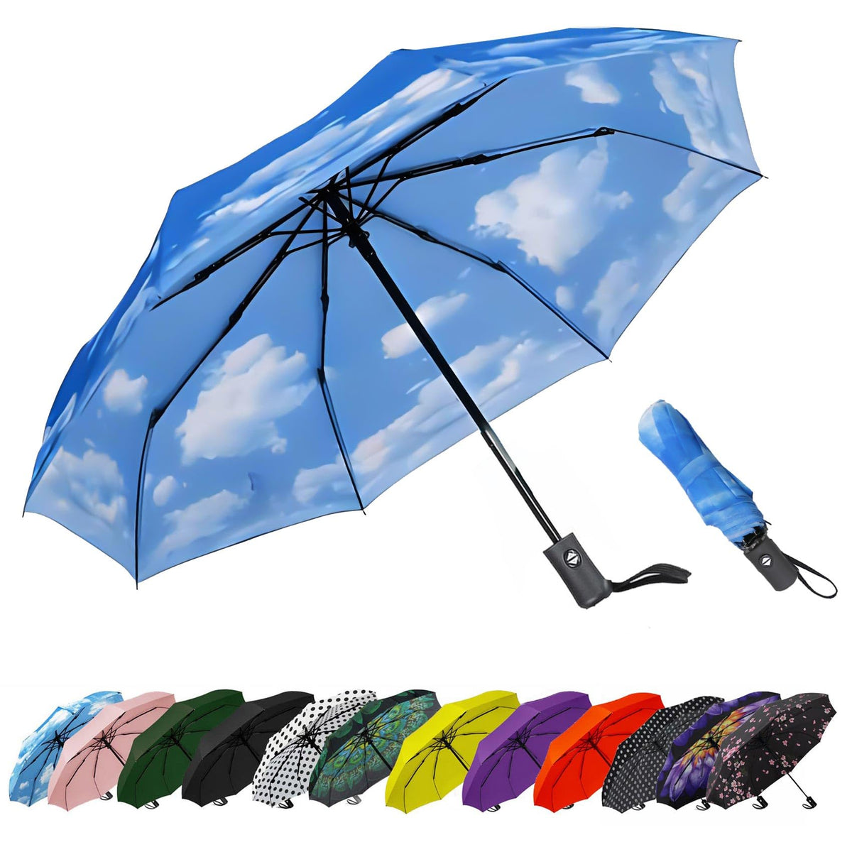 SIEPASA Windproof Travel Compact Umbrella-Automatic Umbrellas for Rain-Compact Folding Umbrella, Travel Umbrella Compact, Small Portable Windproof Umbrellas for Men Women Teenage. (Purple)