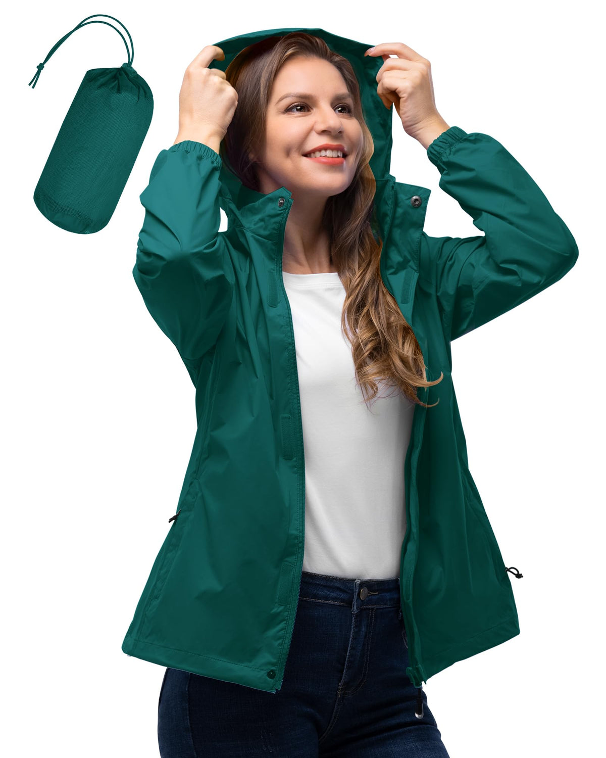 33,000ft Women's Rain Jacket Waterproof Lightweight Packable Raincoat