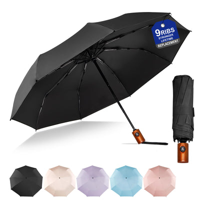 SoulRain Travel Umbrella - Compact Umbrella for Rain - Perfect Large Auto Folding Umbrella - Ideal Car umbrella, Small umbrella, and Travel Companion