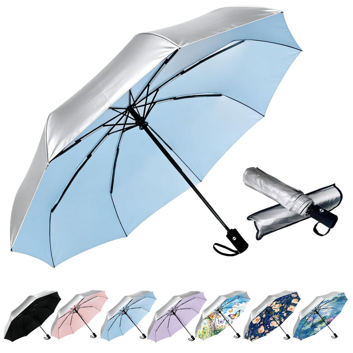 SIEPASA Windproof Travel Compact Umbrella-Automatic Umbrellas for Rain-Compact Folding Umbrella, Travel Umbrella Compact, Small Portable Windproof Umbrellas for Men Women Teenage. (Purple)
