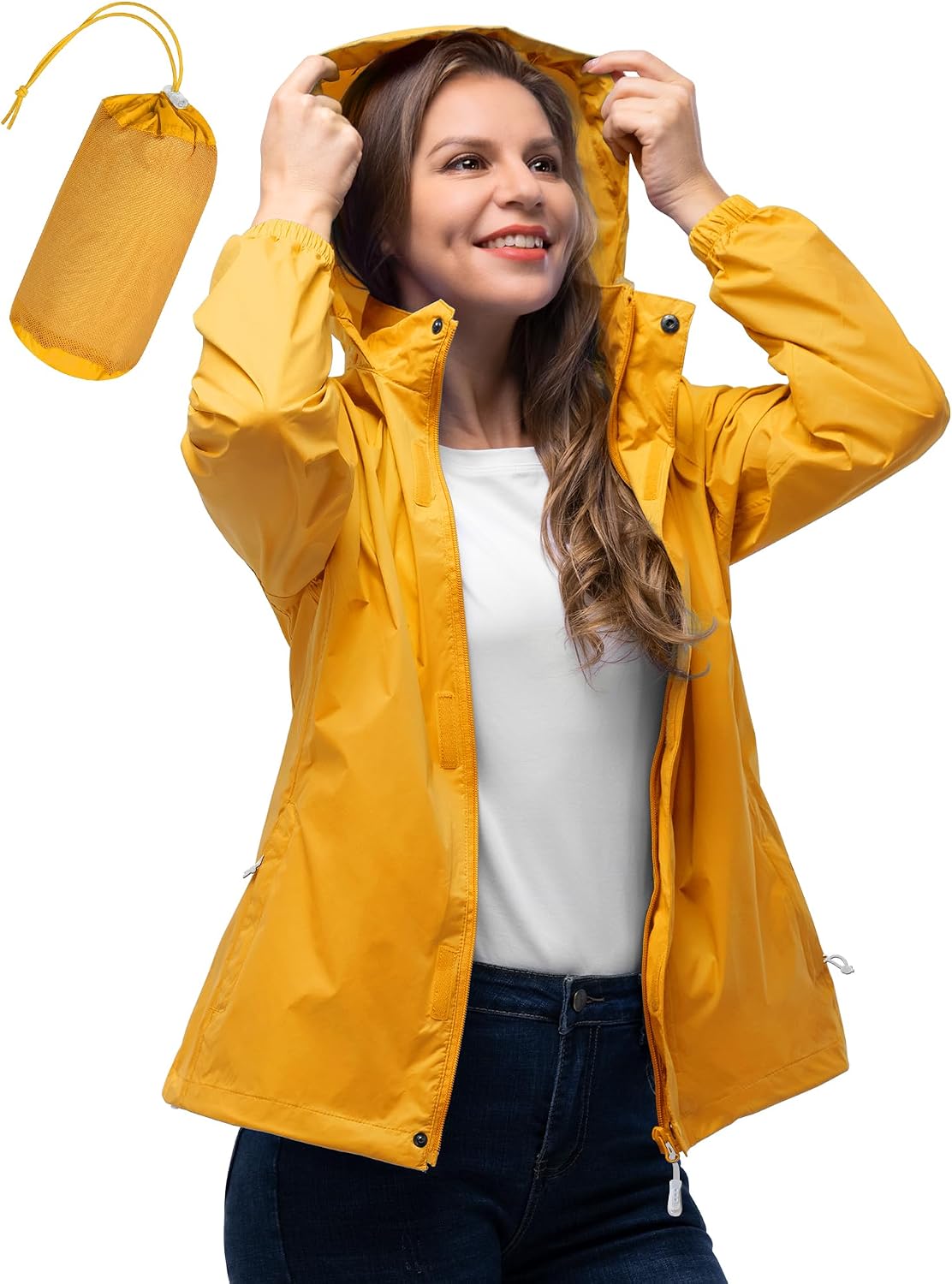 33,000ft Women's Rain Jacket Waterproof Lightweight Packable Raincoat