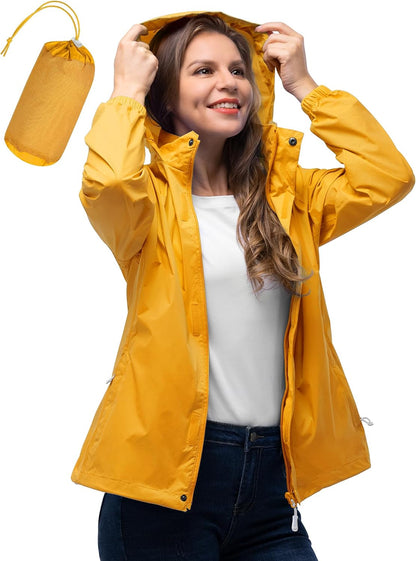 33,000ft Women's Rain Jacket Waterproof Lightweight Packable Raincoat