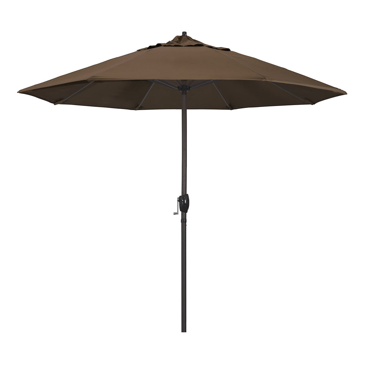 California Umbrella 9' Rd Sunbrella Aluminum Patio Umbrella, Crank Lift, Auto Tilt, Bronze Pole, Pacific Blue