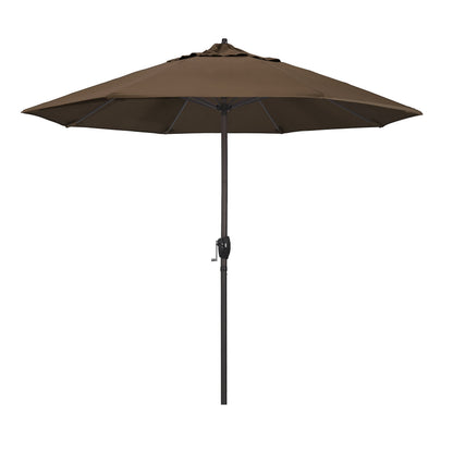 California Umbrella 9' Rd Sunbrella Aluminum Patio Umbrella, Crank Lift, Auto Tilt, Bronze Pole, Pacific Blue