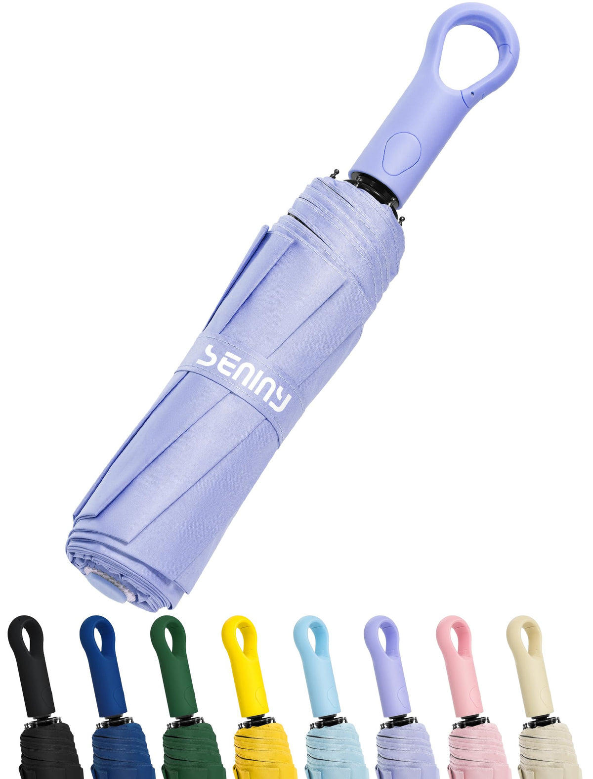 Seniny Umbrellas for Rain with Ring Buckle - Travel Umbrella Compact for Backpack, Car, Walking, Automatic UV Umbrella for Sun Protection, Small Portable & Folding Umbrellas for Windproof, Women Kids