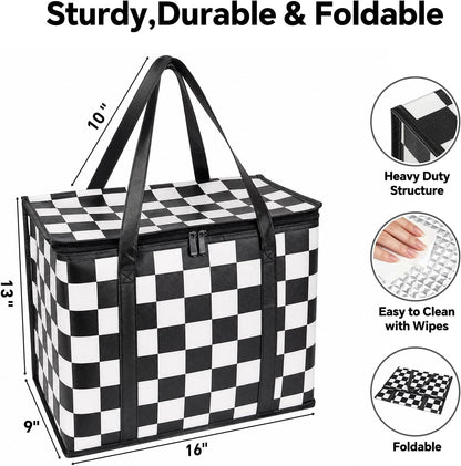 Checkered Insulated Grocery Bags 2 Pack