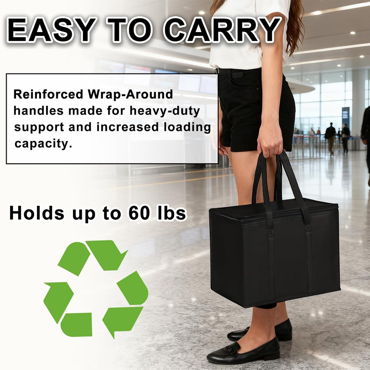 JNYONG 4 Pack Insulated Reusable Grocery Shopping Bags with zippered top