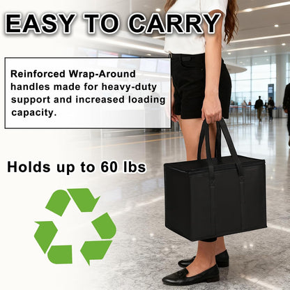 JNYONG 4 Pack Insulated Reusable Grocery Shopping Bags with zippered top