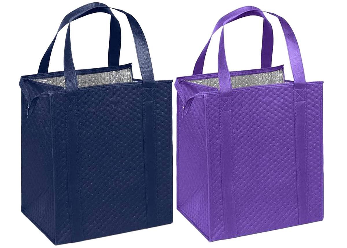 Mediz Hannah Direct Large Capacity Heavy Duty Insulated Smart Shopping Bag - Strong Reusable Grocery Tote 2 Pack