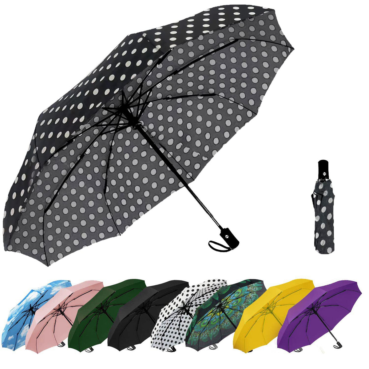 SIEPASA Windproof Travel Compact Umbrella-Automatic Umbrellas for Rain-Compact Folding Umbrella, Travel Umbrella Compact, Small Portable Windproof Umbrellas for Men Women Teenage. (Purple)