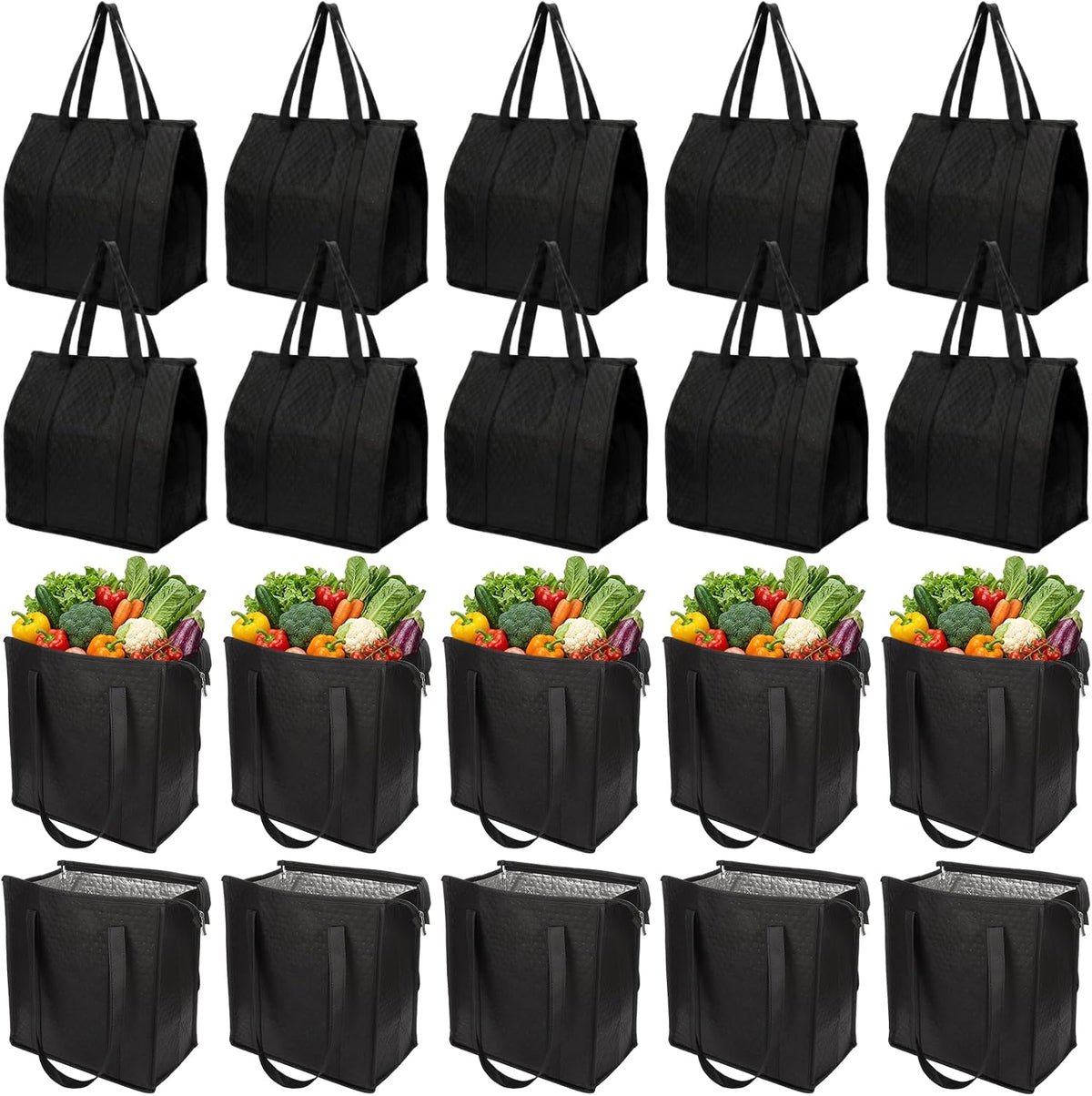 20 Pack Insulated Grocery Bags for Groceries, Large Foldable Thermal Bags
