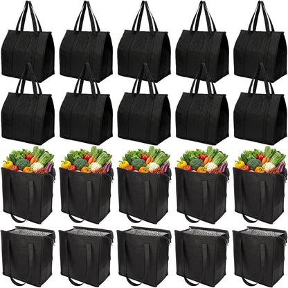 20 Pack Insulated Grocery Bags for Groceries, Large Foldable Thermal Bags