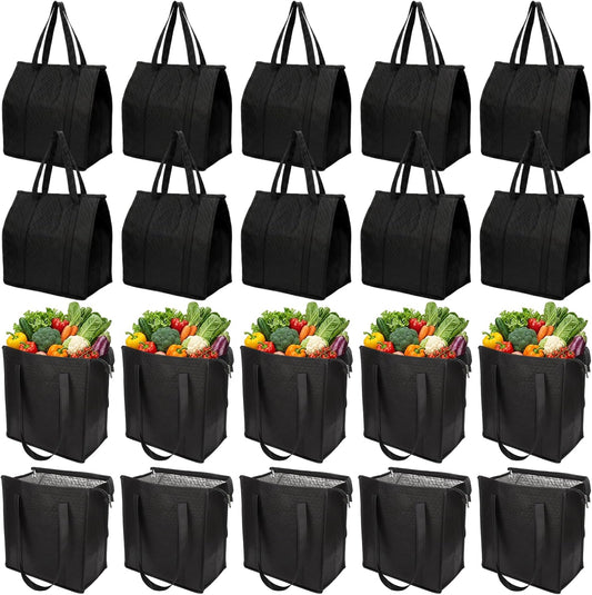 20 Pack Insulated Grocery Bags for Groceries, Large Foldable Thermal Bags