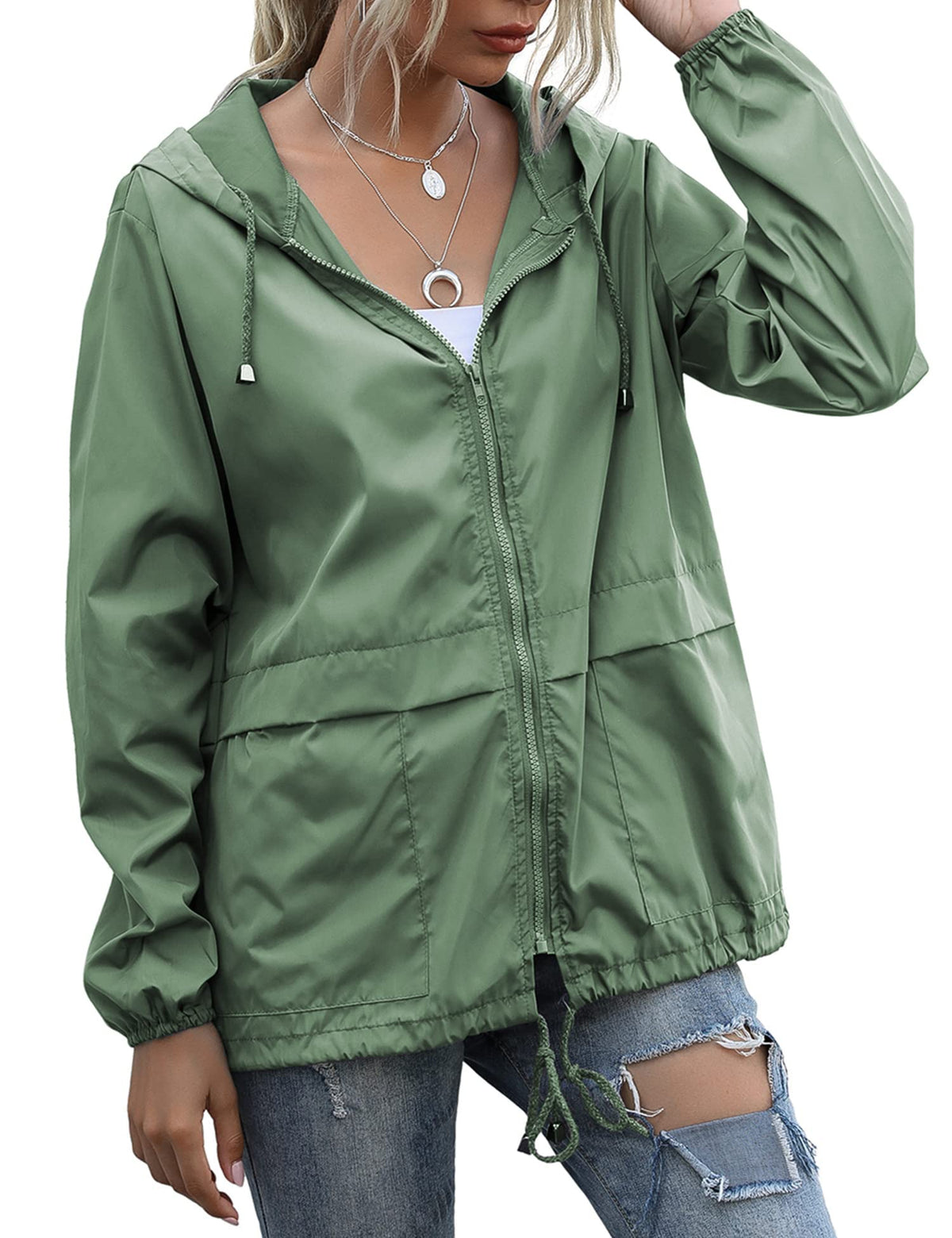 Women's Raincoats Lightweight Waterproof Rain Jackets
