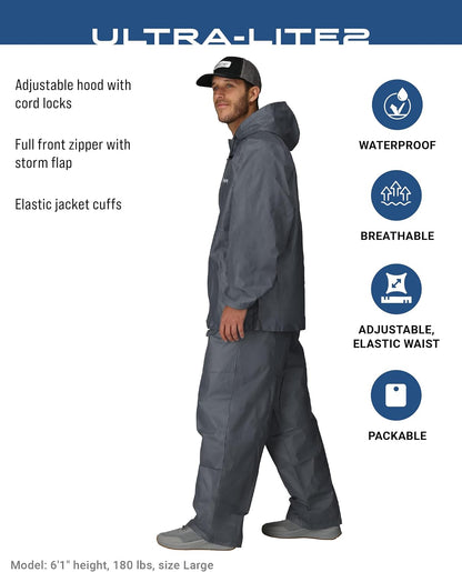 FROGG TOGGS Men’s Ultra-Lite2 Rain Suit, Waterproof Raincoat and Pant Set