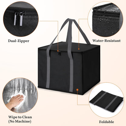 3-Pack XL-Large Insulated Grocery Bags, Soft Cooler Bag with Zipper