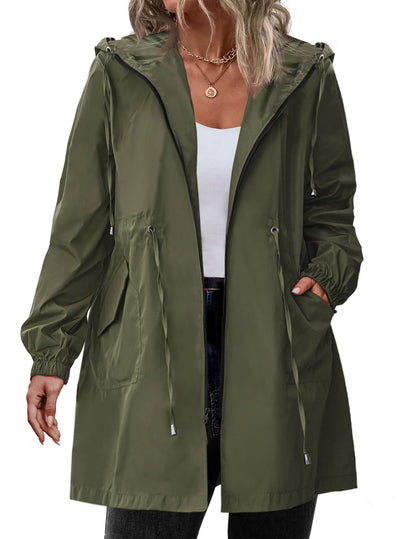 IN'VOLAND Women's Rain Jacket Plus Size Long Raincoat Waterproof Jackets