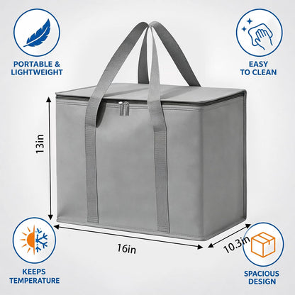 3 Pack Insulated Reusable Grocery Bags, 60LBS Heavy Duty Cooler Tote with Triple Layer Thermal Insulation, Collapsible and Stands Upright for Shopping, Picnic, Delivery