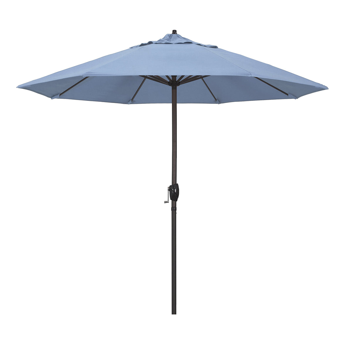 California Umbrella 9' Rd Sunbrella Aluminum Patio Umbrella, Crank Lift, Auto Tilt, Bronze Pole, Pacific Blue